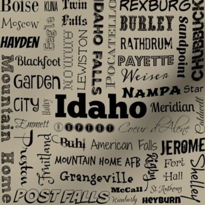 Idaho cities, taupe