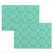 Turquoise &  White Marbled Quatrefoil