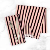 Sweet Shop Vertical Stripes (#6) - Narrow Carnation Pink Ribbons with Dawn Mist and Deep Black