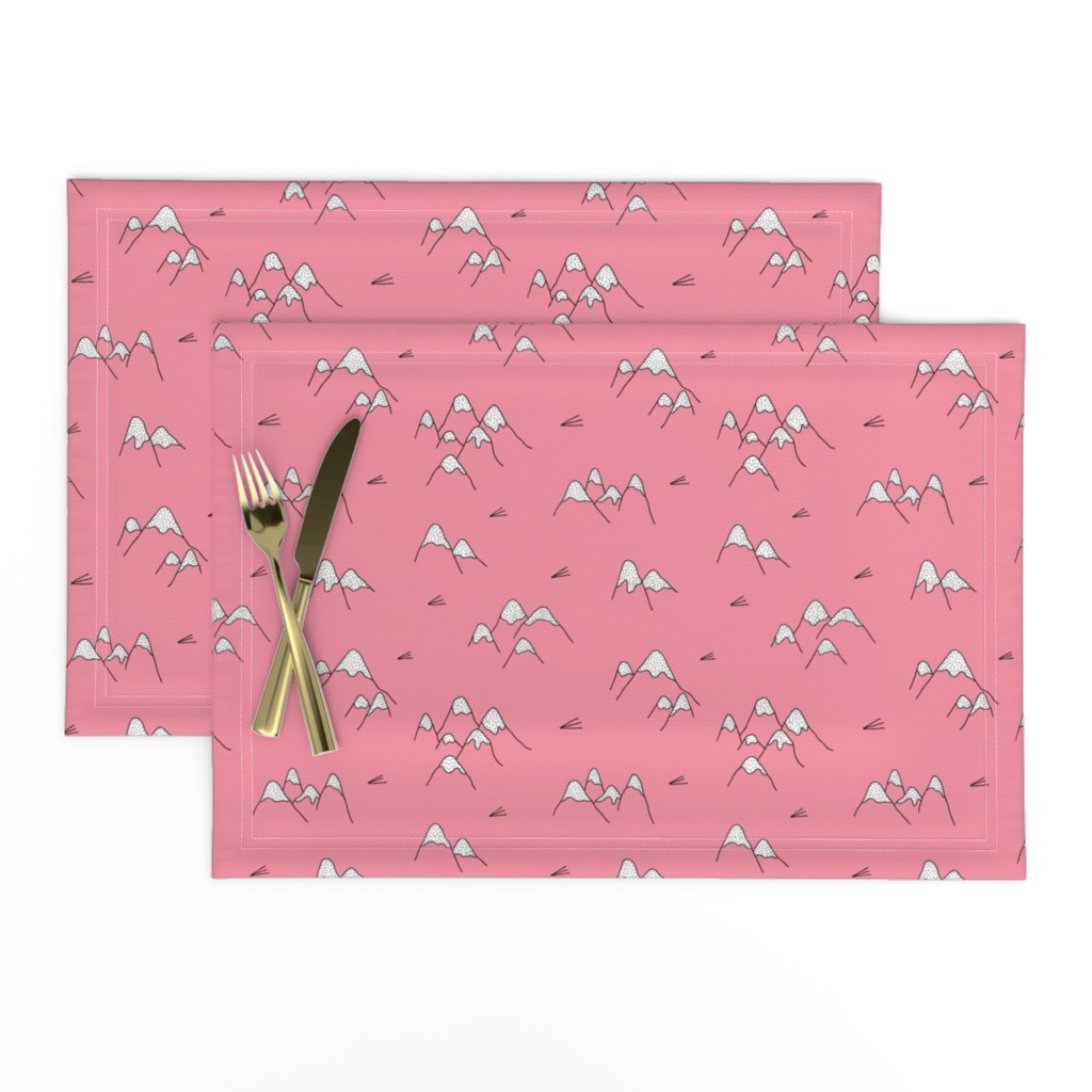 Japanese mount fuji woodland geometric nature asian prints pink girls