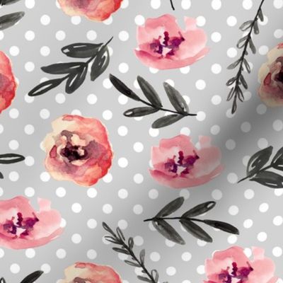 Vintage flowers polka dots