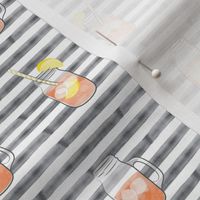 sweet tea w/ straws - summer time drinks on grey  stripes