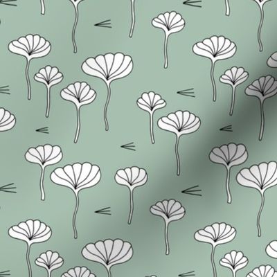 Japanese lotus flower garden sweet minimal botanical japan designs moss green