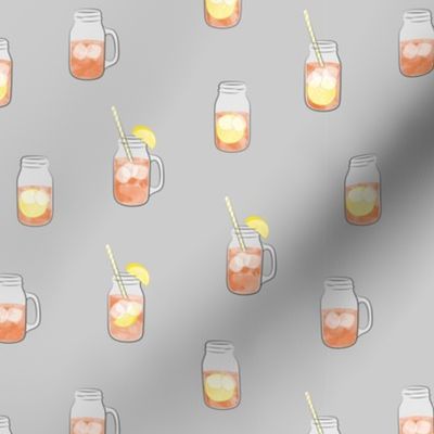 sweet tea w/ straws - summer time drinks on grey  - mason jar fabric