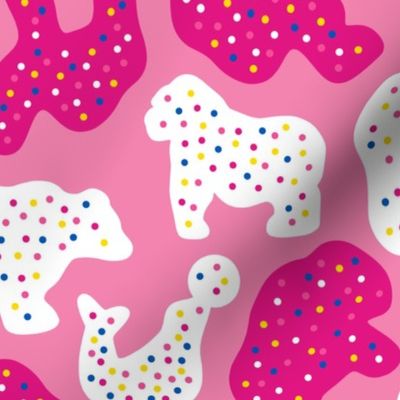 Frosted Animal Cookies - Pink Sprinkled Delights, Large