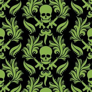 Damask Skulls Greenery