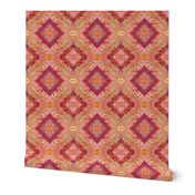 THE THOUSAND AND ONE NIGHTS persian damask tapestry CORAL BURGUNDY GREEN