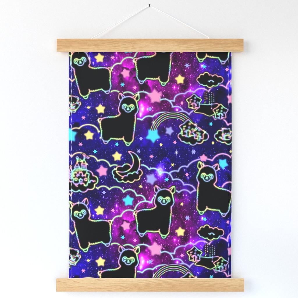  10 llamas alpacas stars rainbows clouds trees ponds lakes teddy bears shooting cats sky skies purple galaxy violet galaxies nebulae universe violet galaxies nebulae universe night cosmic cosmos planets supernova quasars kawaii japanese inspired moon cast