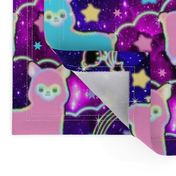 9 llamas alpacas stars rainbows clouds trees ponds lakes teddy bears shooting cats sky skies purple galaxy violet galaxies nebulae universe violet galaxies nebulae universe night cosmic cosmos planets supernova quasars kawaii japanese inspired moon castle