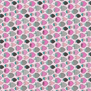 Strawberries Strawberry Geometric in Pink Tiny Small Rotated