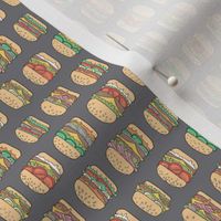 Hamburgers Junk Food Fast food on Dark Grey Tiny Small Rotated