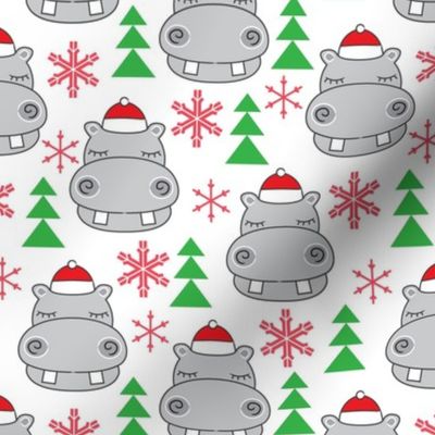 christmas hippos-with-santa-hats