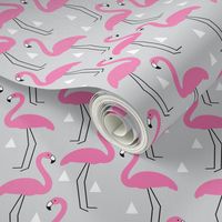 hot pink flamingos on grey