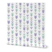 Arrow Feathers - mint, lilac, grey and white - purple nursery-