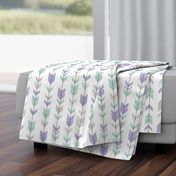 Arrow Feathers - mint, lilac, grey and white - purple nursery-