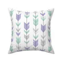 Arrow Feathers - mint, lilac, grey and white - purple nursery-