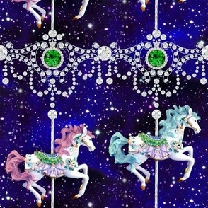 egl elegant gothic lolita carousel pony horses ponies carnival Victorian baroque jewels gems diamonds emeralds glitter sparkles stars universe galaxy cosmic cosmos planets nebula  filigree