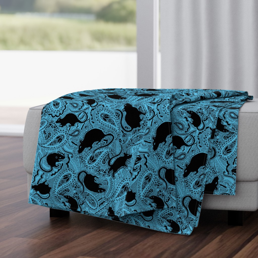 turquoise paisley rats - Medium Size