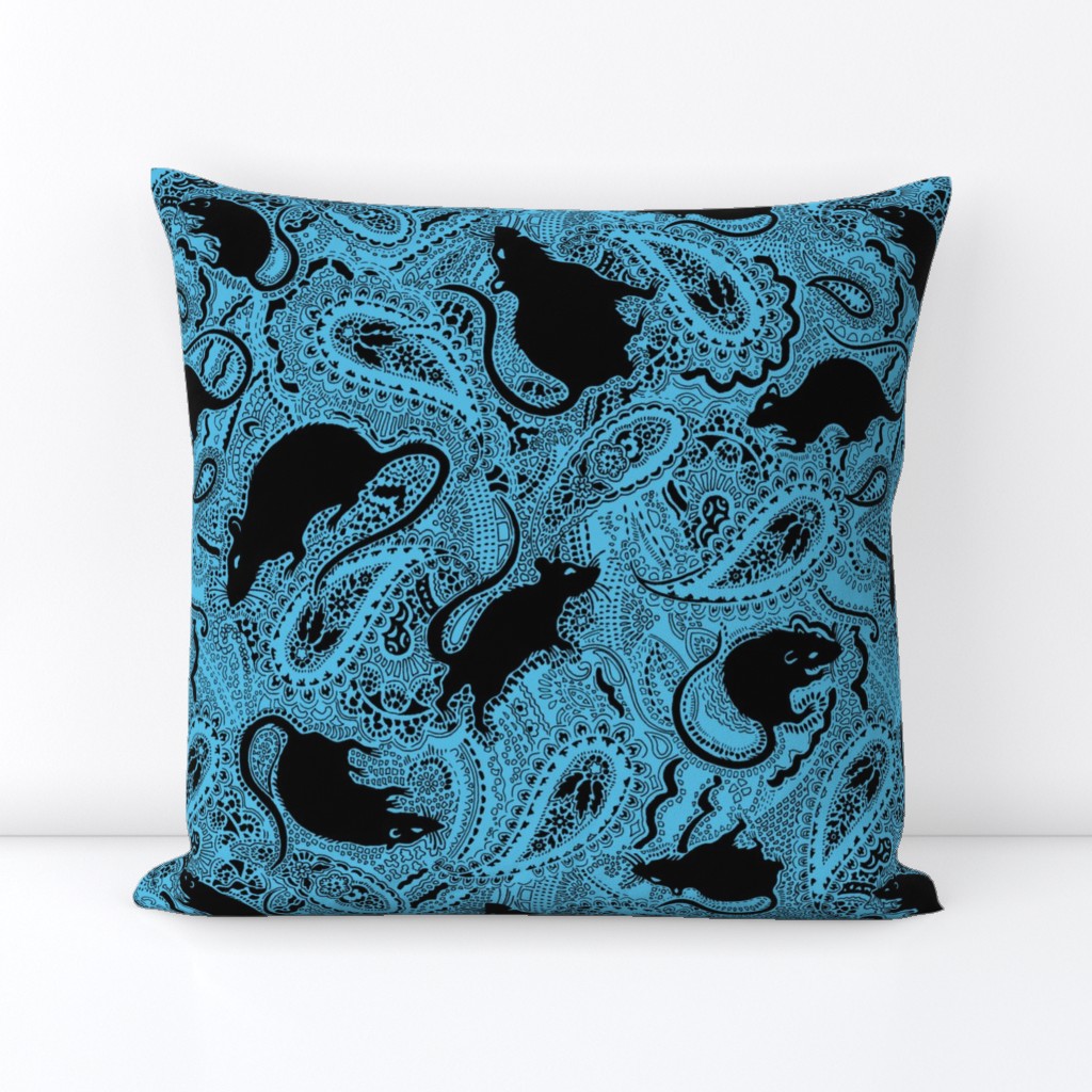 turquoise paisley rats - Medium Size