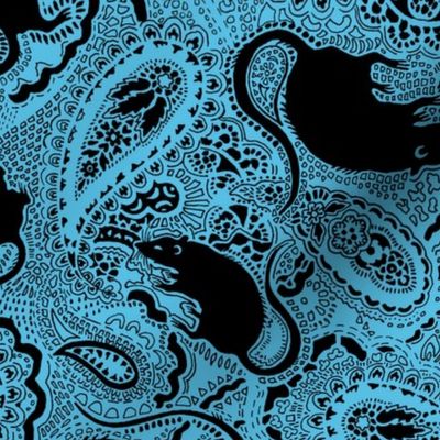 turquoise paisley rats - Medium Size