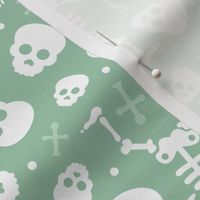 Cool skulls halloween skeleton and mexican dia de muerte kids print mint