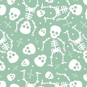 Cool skulls halloween skeleton and mexican dia de muerte kids print mint