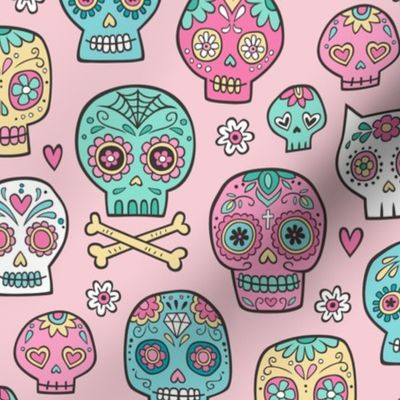 Sugar Skulls on Pink