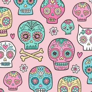 Sugar Skulls on Pink