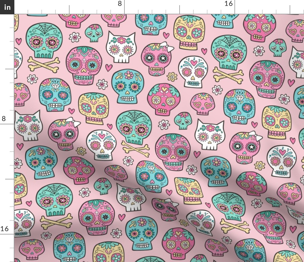 Sugar Skulls on Pink