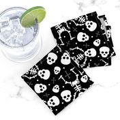 Cool skulls halloween skeleton and mexican dia de muerte kids print black and white