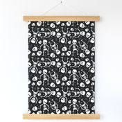 Cool skulls halloween skeleton and mexican dia de muerte kids print black and white