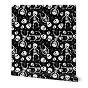 Cool skulls halloween skeleton and mexican dia de muerte kids print black and white