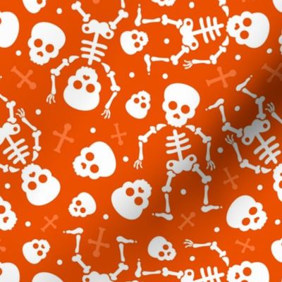 Cool skulls halloween skeleton and mexican dia de muerte kids print orange