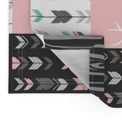 patchwork Deer- pink and light teal - rotated