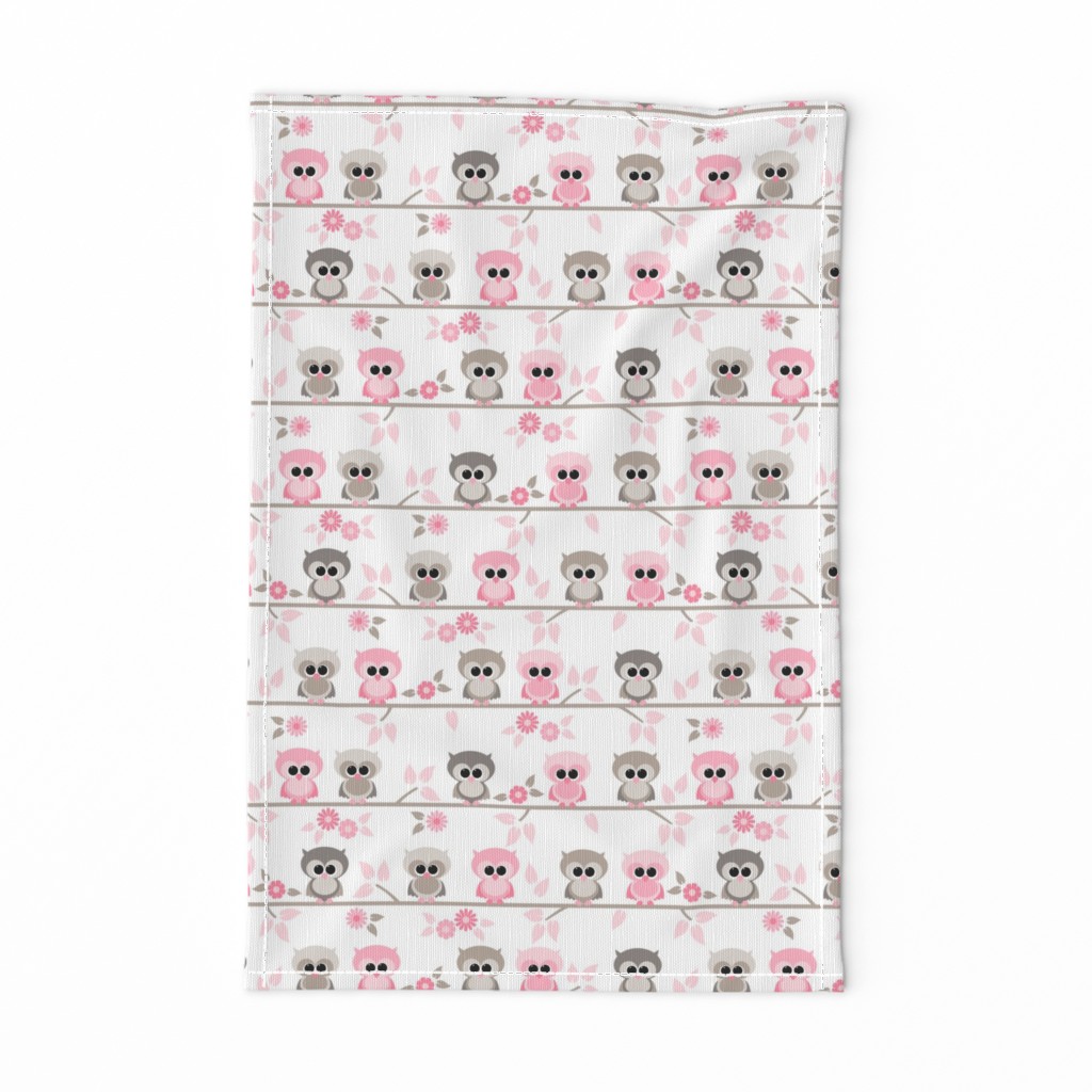 Baby owls grey  and pink