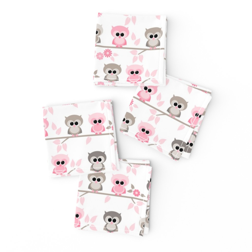 Baby owls grey  and pink