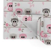 Baby owls grey  and pink