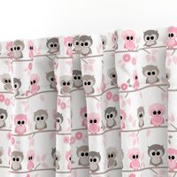 Baby owls grey  and pink