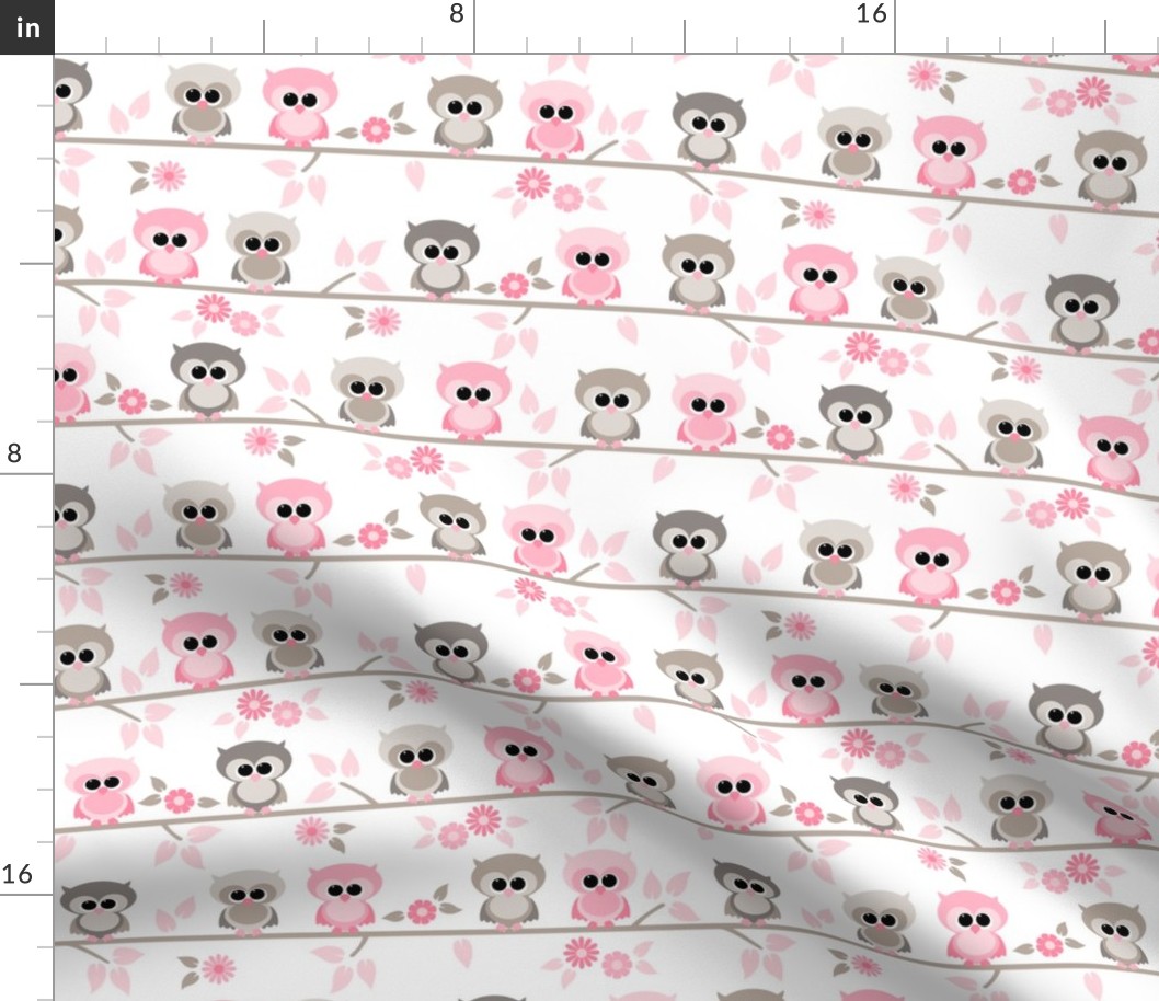 Baby owls grey  and pink