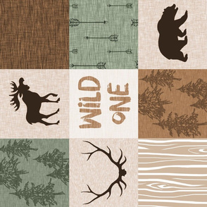 Wild One Quilt - Green and Brown - Rotated