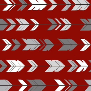 Arrow Feathers Rotated - Scarlet, Grey and White