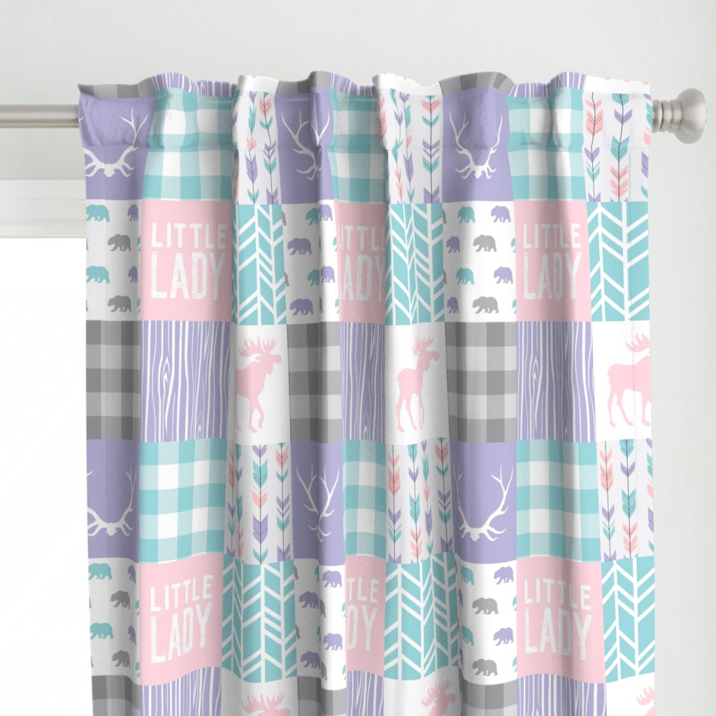 Little Lady Wholecloth Quilt - Aqua, pink, lavender