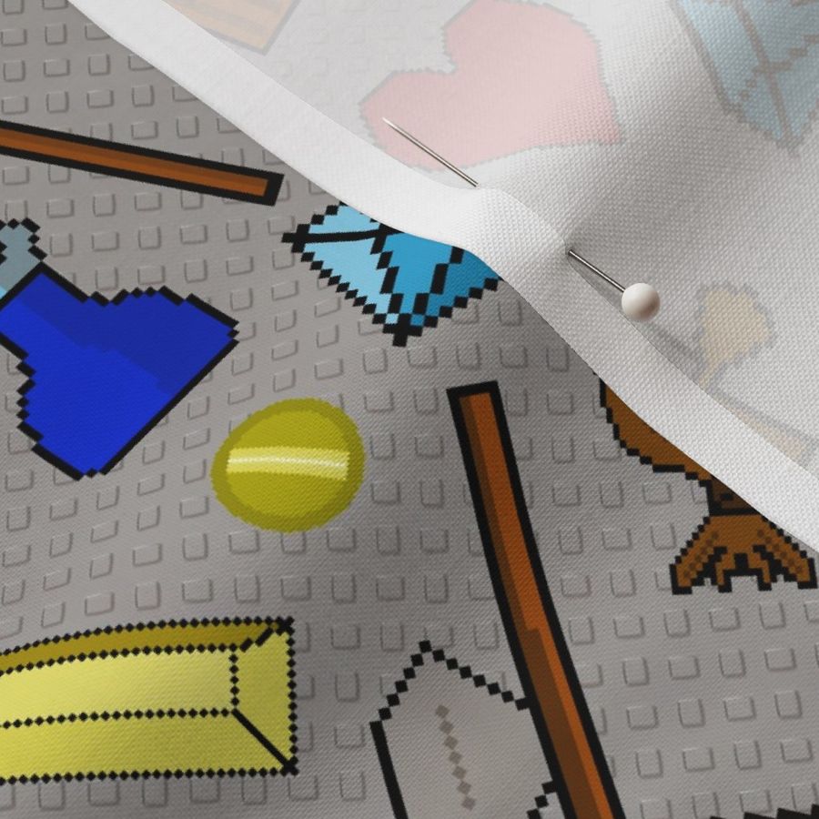 8 Bit Pixel Retro Video Game Icons Fabric | Spoonflower