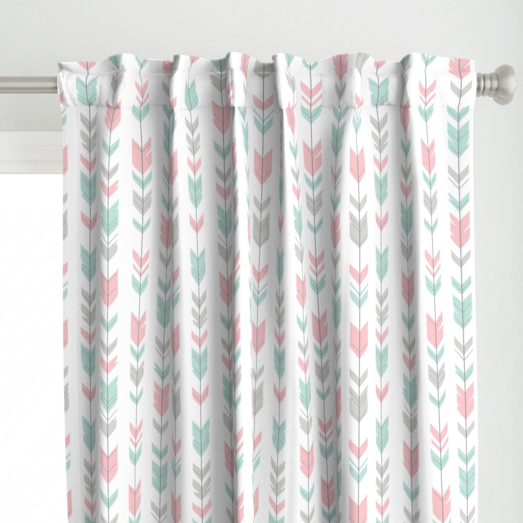 Arrow Feathers - mint, pink and grey