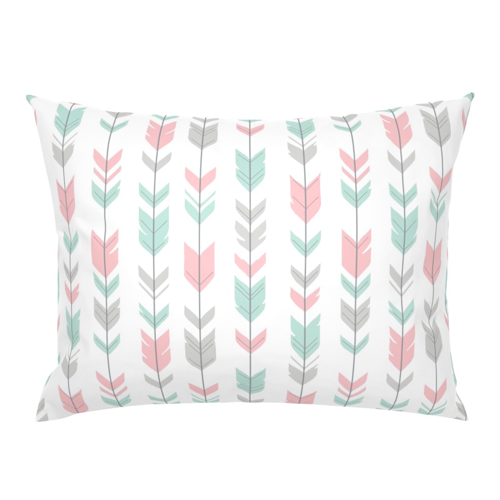 Arrow Feathers - mint, pink and grey