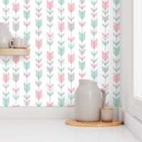 Arrow Feathers - mint, pink and grey