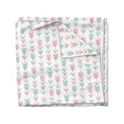 Arrow Feathers - mint, pink and grey