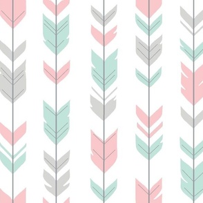 Arrow Feathers - mint, pink and grey