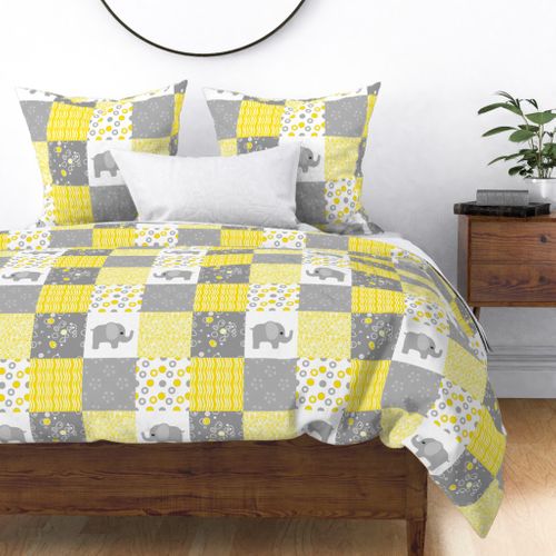 Yellow Elephant and Apple Green Dimple Minky Taggy/Comforter 