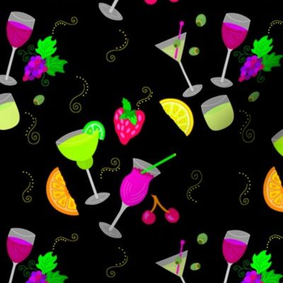 Cocktail Glasses [Neon On Black]